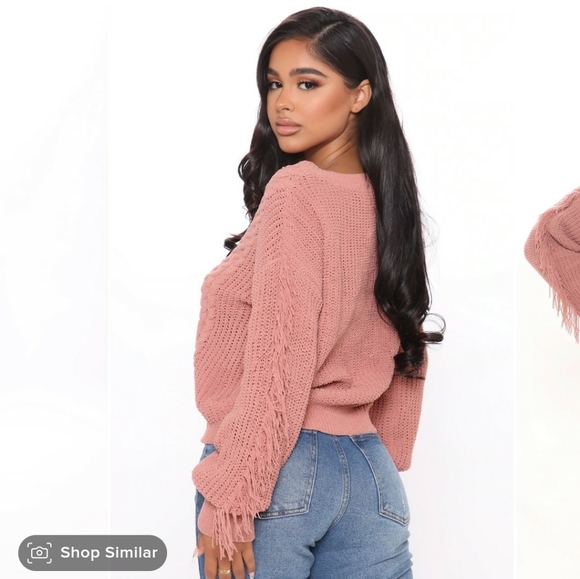 Mauve fringed Fashion Nova sweater - Picture 3 of 3